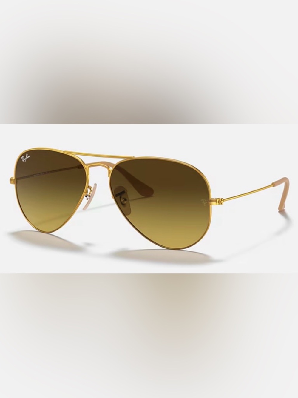 Ray Ban RB3025 Aviator Large Metal Sunglasses- Matte Gold Frame - Brown Gradient